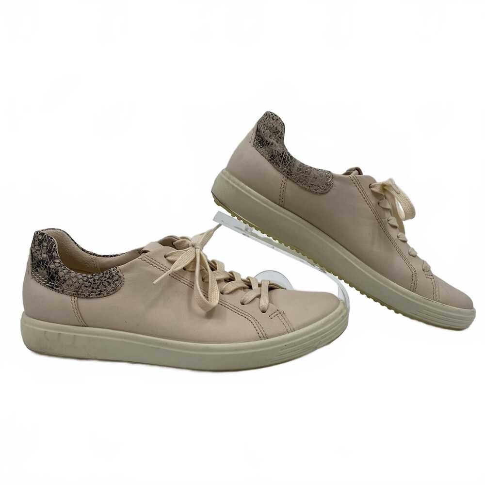 Ecco Beige Gray Sneakers Snakeskin Detail | Womens 9